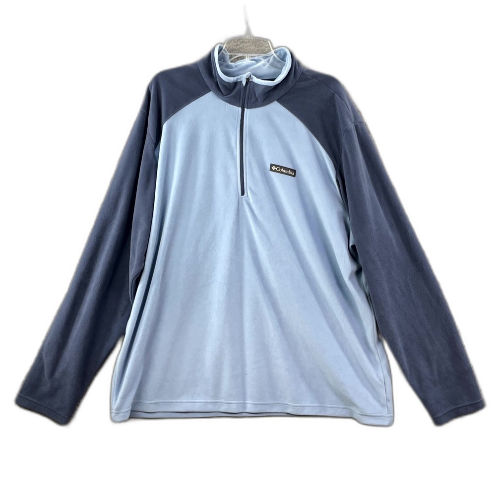 Columbia Fleece Jacket Mens 2XL Quarter Zip‎ Mock Neck Raglan Sleeve Streetwear